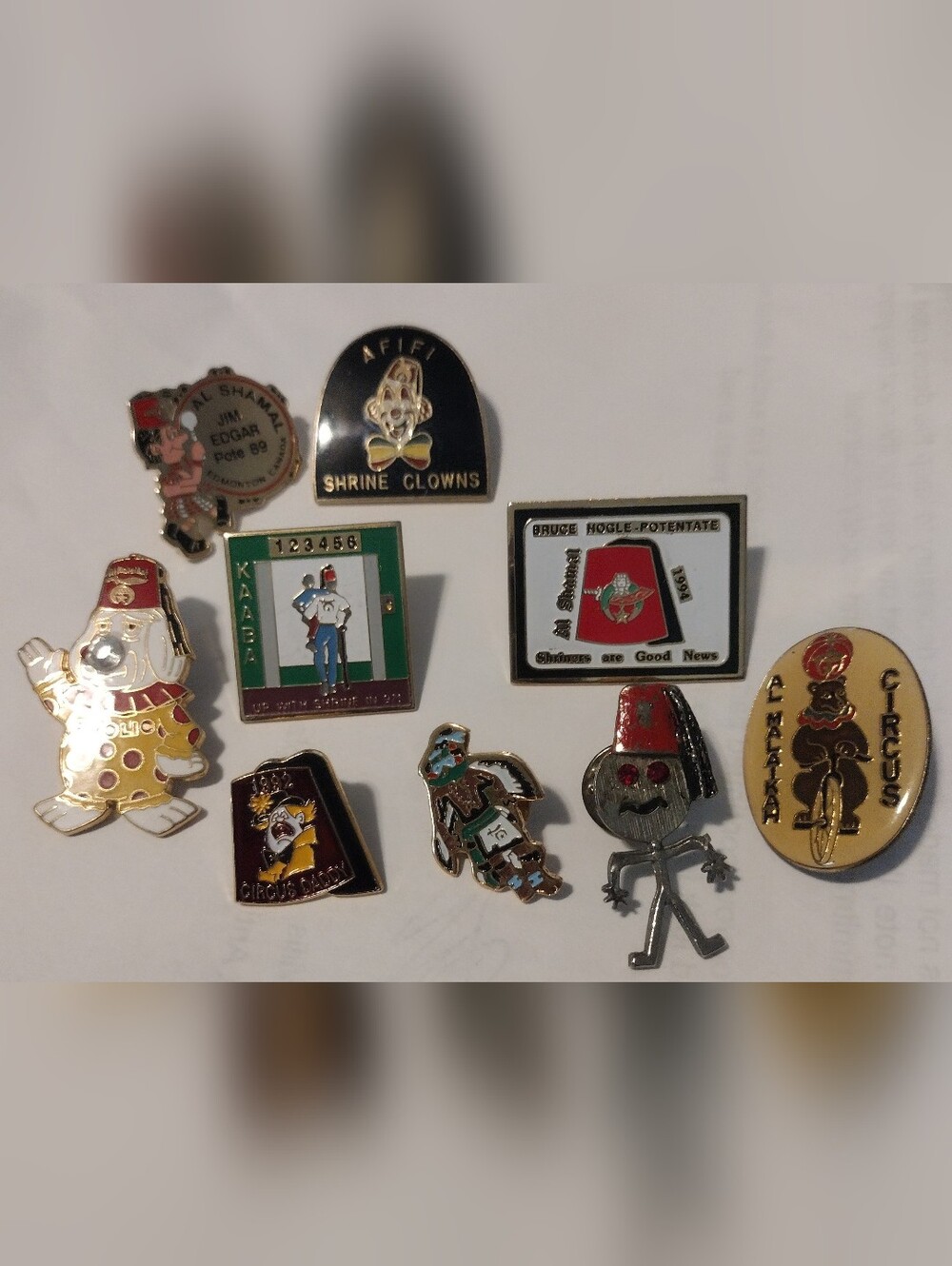 Shriner Collectible Enamel Pin Set Of 9 Vintage